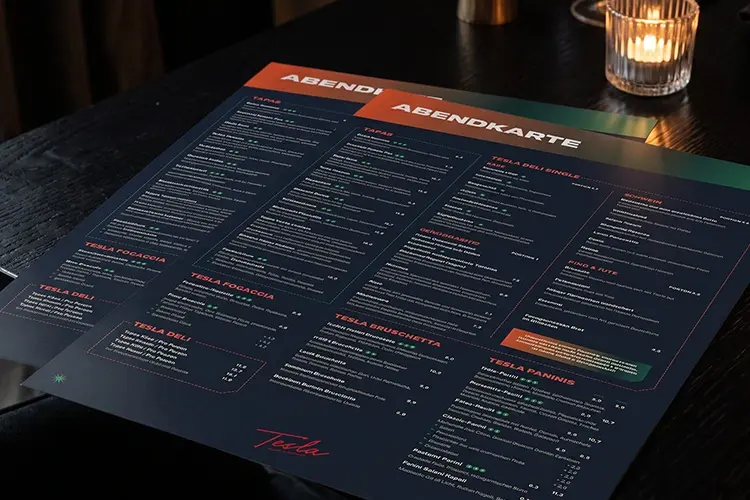 Tesla Coffee Speisekarte