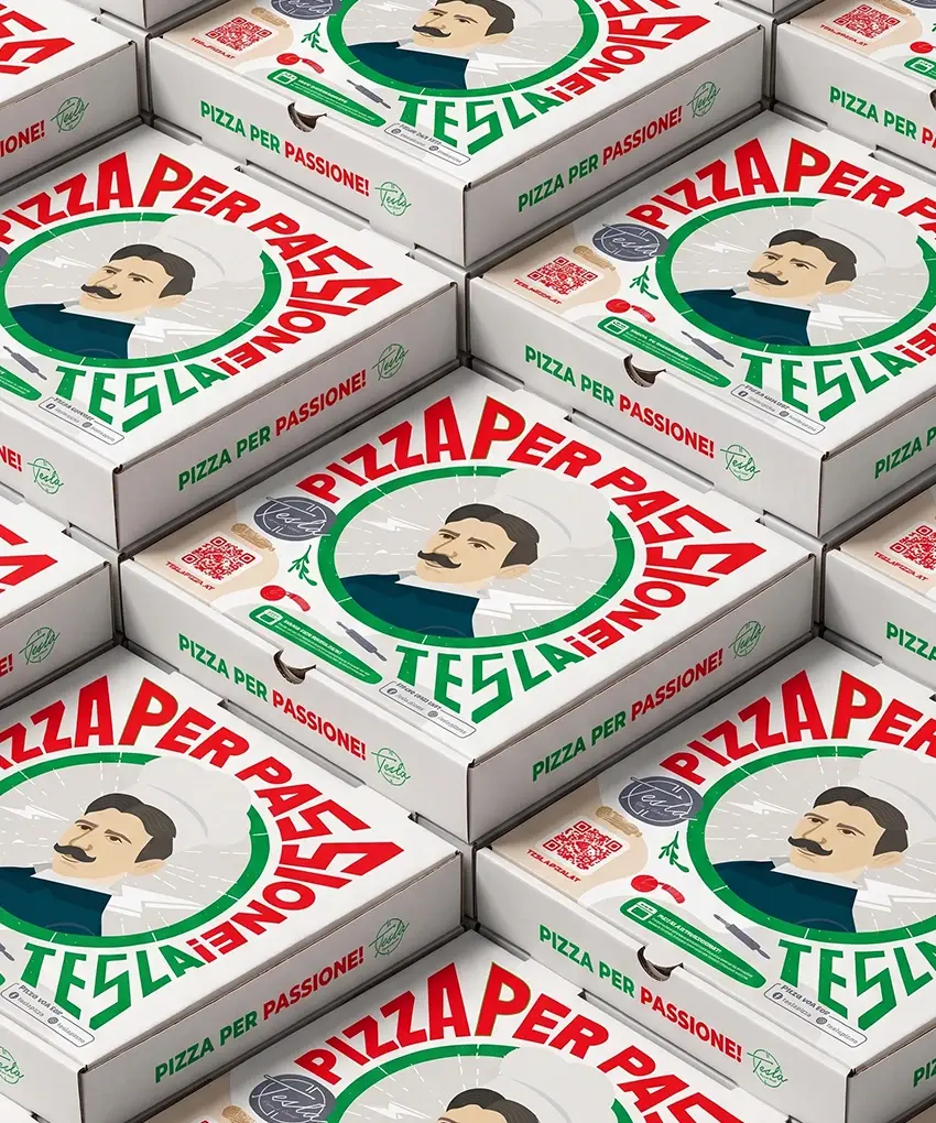 Tesla Pizza Schachtel
