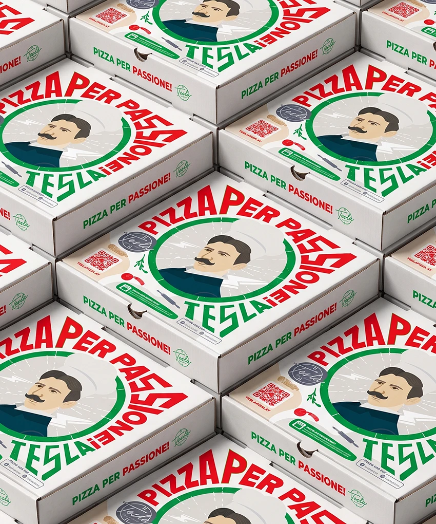 Tesla Pizza Schachtel