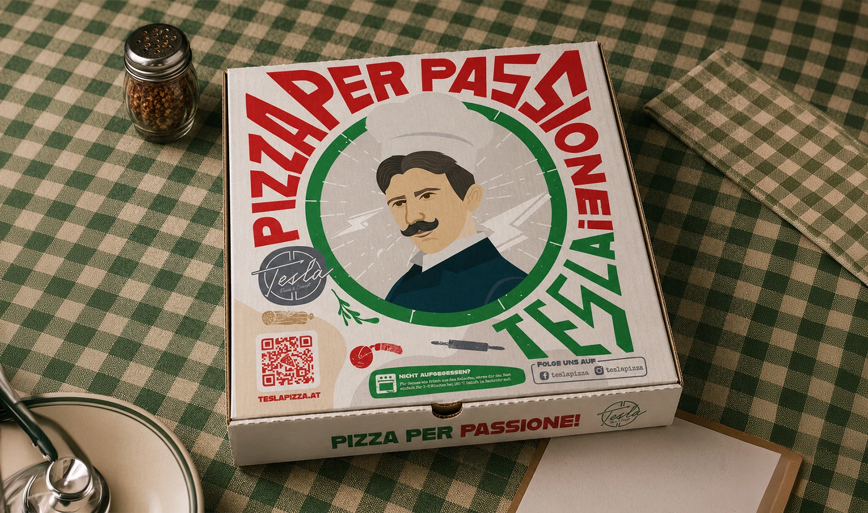 Tesla Pizza Karton