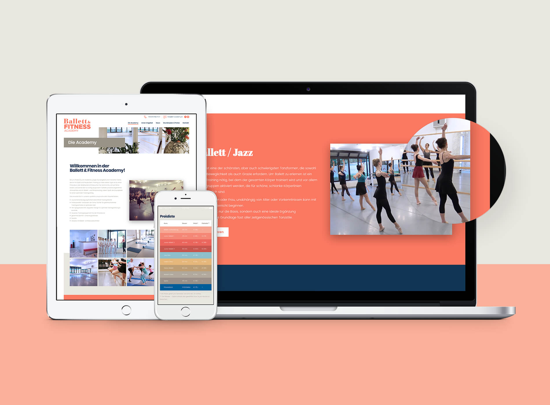 Ballett und Fitness Academy Web Grafikdesign