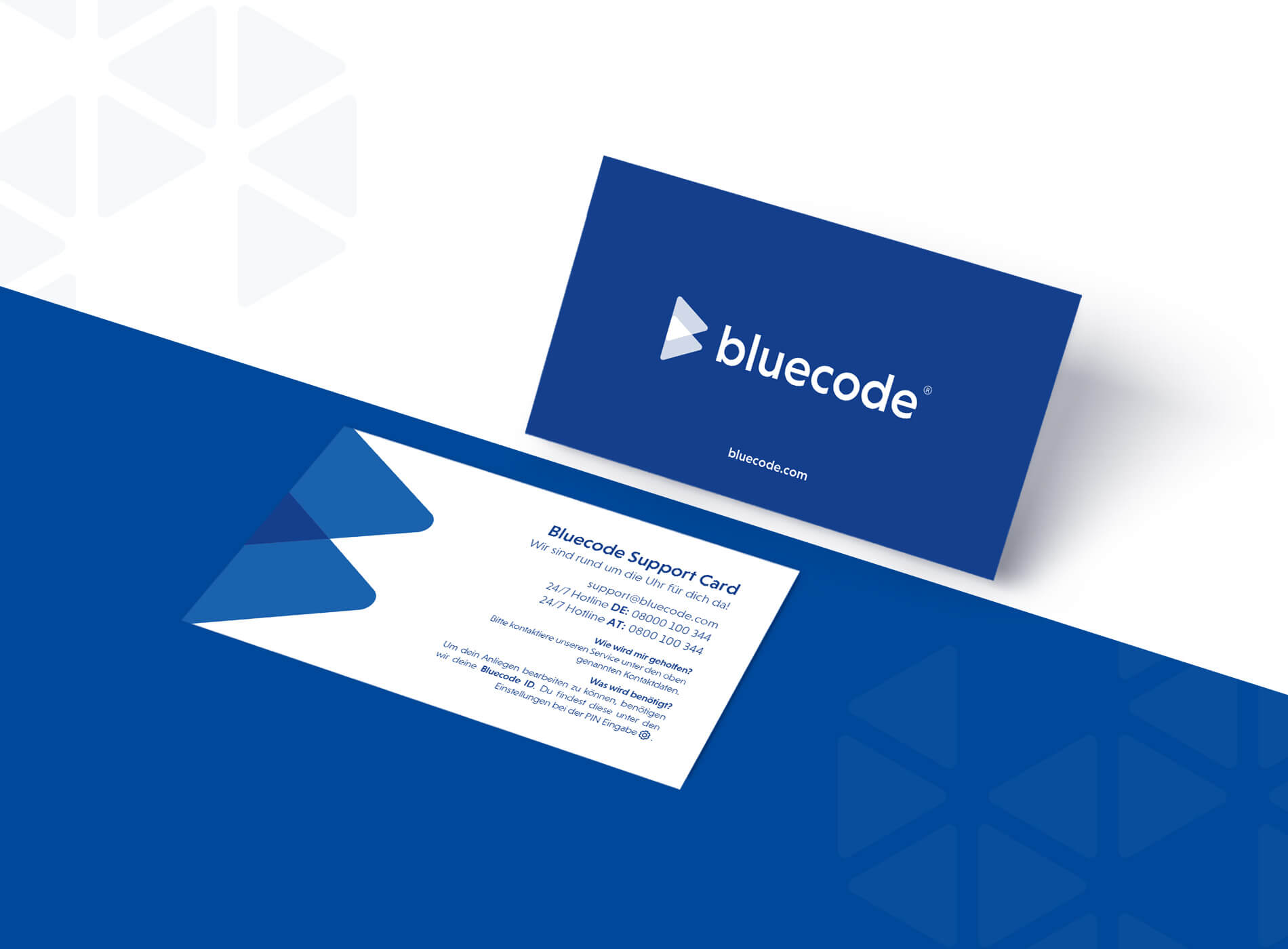 Bluecode Support Card Grafikdesign