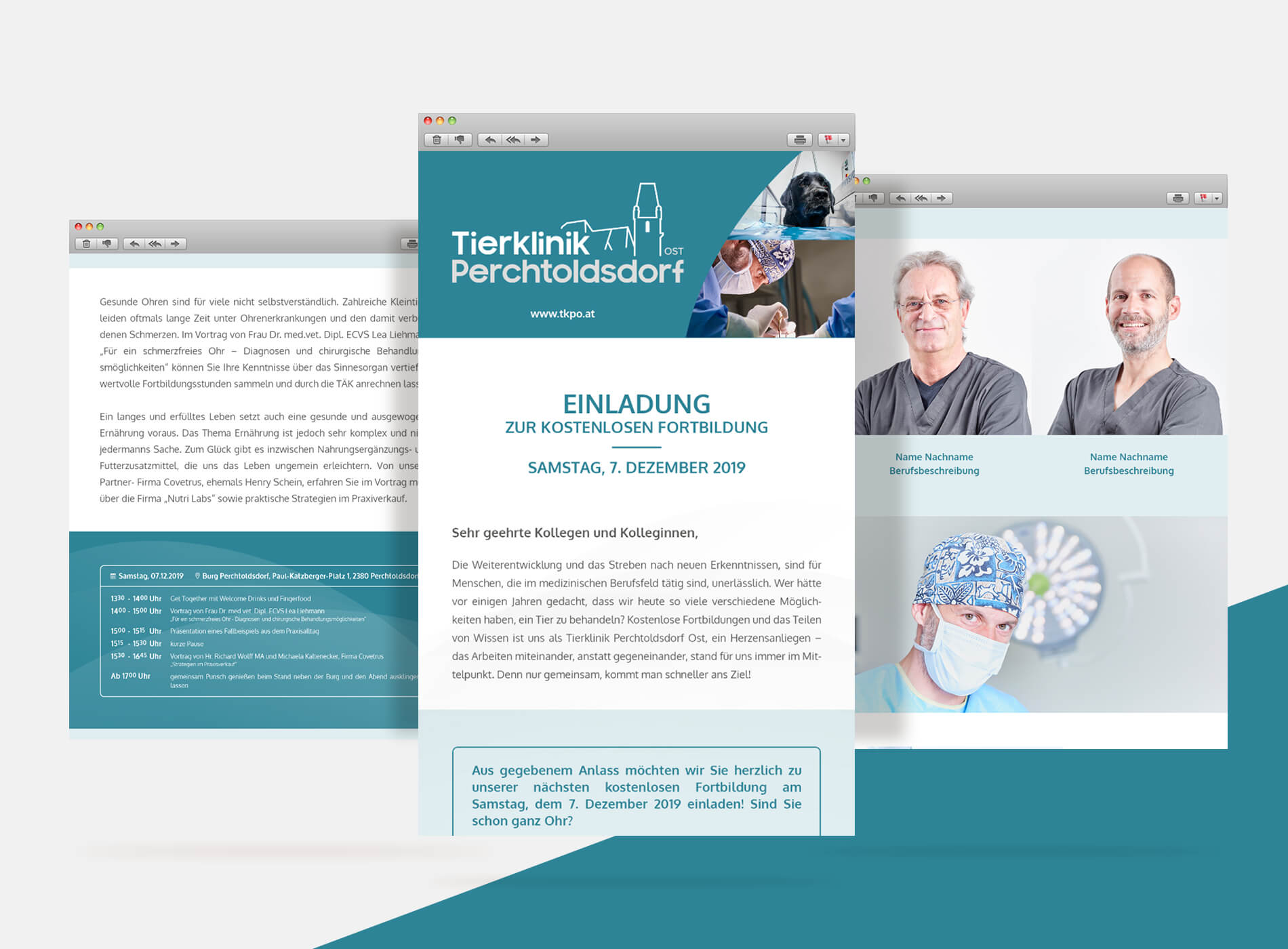 Tierklinik Perchtoldsdorf Newsletter Grafikdesign