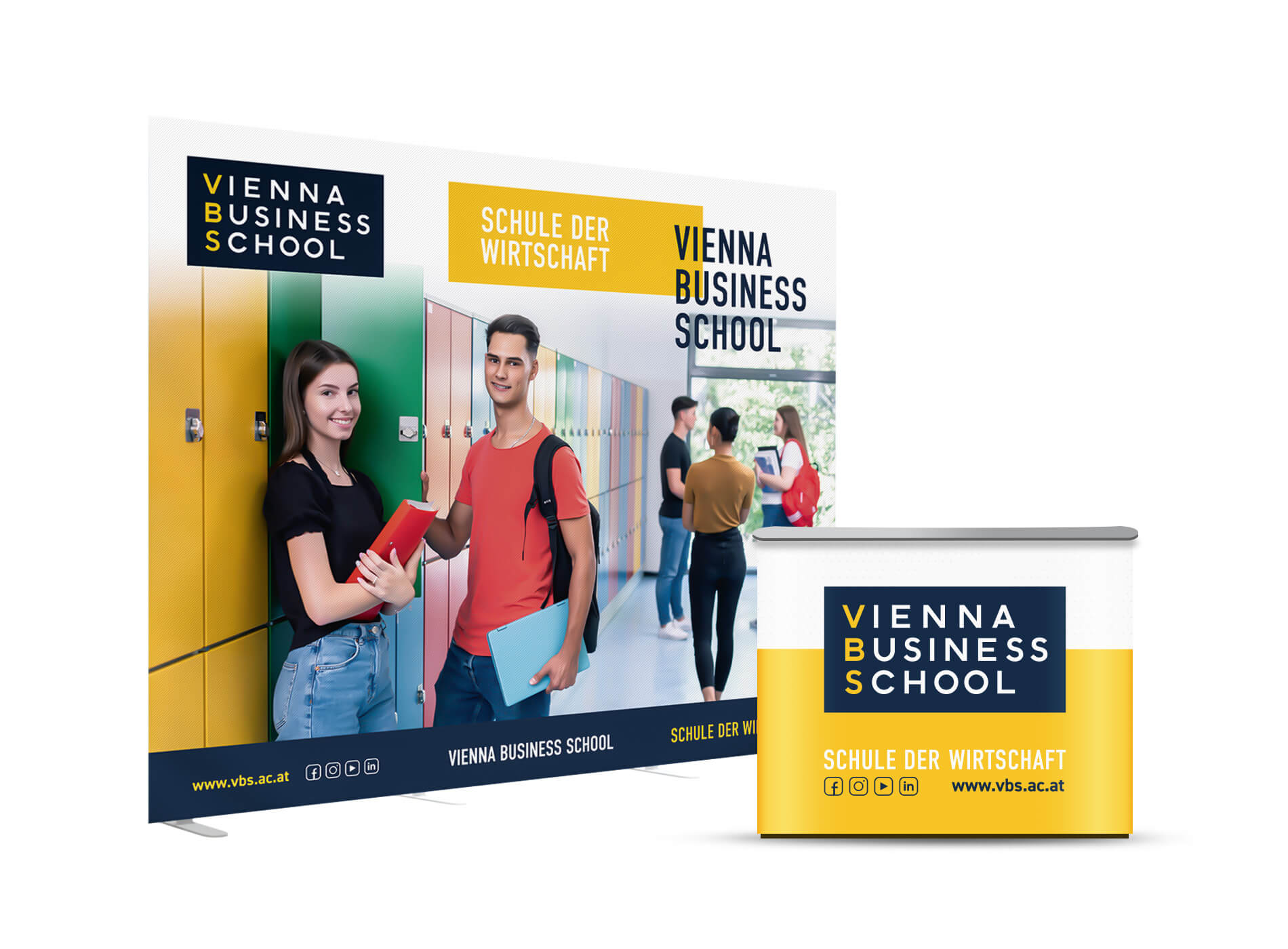 Vienna Business School Messewand Grafikdesign